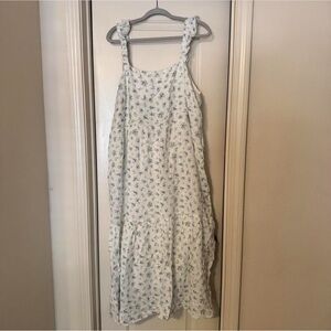 ARULA Ivory and Blue Floral Dress